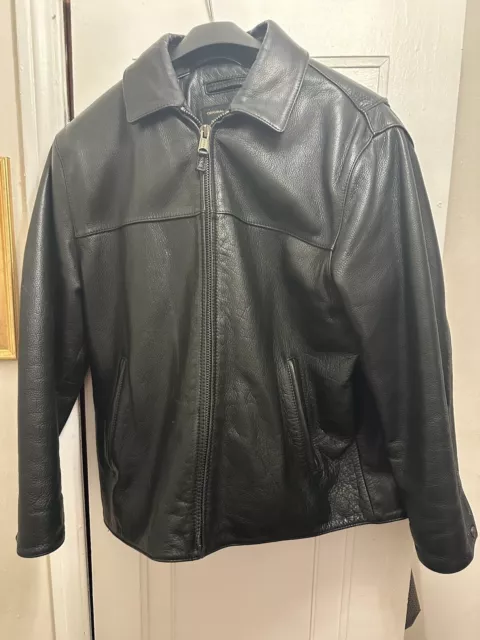 Andrew Marc New York "First Class" Men's Black Leather Jacket Large