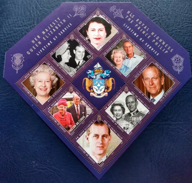 Tristan Da Cunha Qeii & Hrh Prince Philip Life Time Of Service Mnh Stamp Sheet