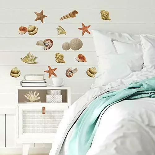 RoomMates RMK1259SCS Sea Shells Peel and Stick Wall Decals,Multicolor