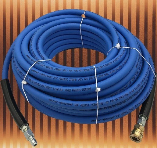 UBERFLEX 4,000 PSI 3/8" x 100' Blue Flexible & Light Weight Hose w/ QC Couplers