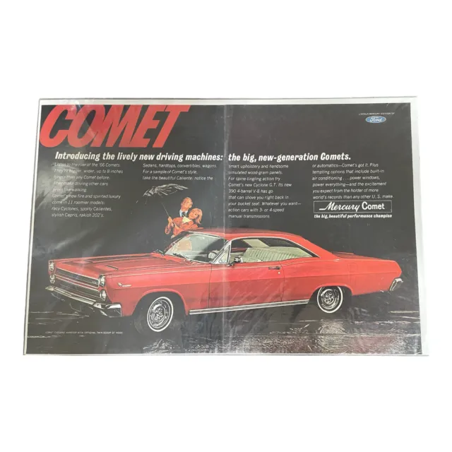 1966 Mercury Comet Automobile Vintage Original Print Ad Red