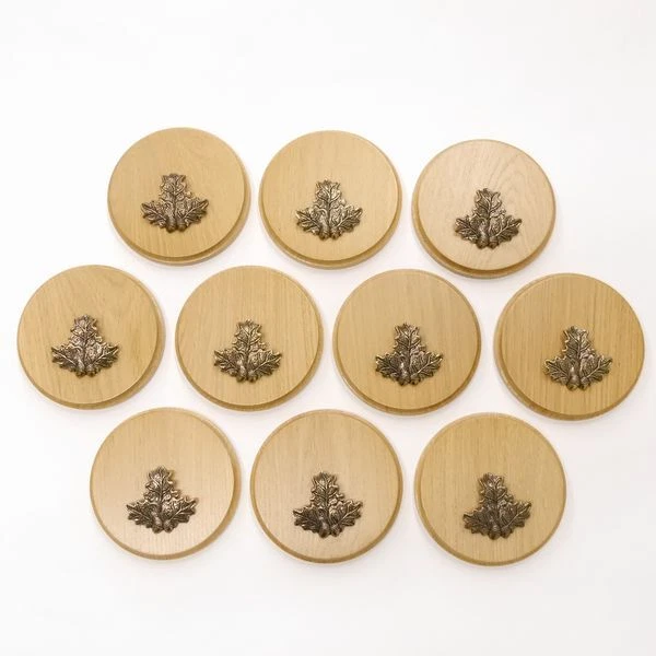 10 Pieza Placa de Jabalí Redondo Roble Claro Af 13 CM Gewaffbrett Con 10X