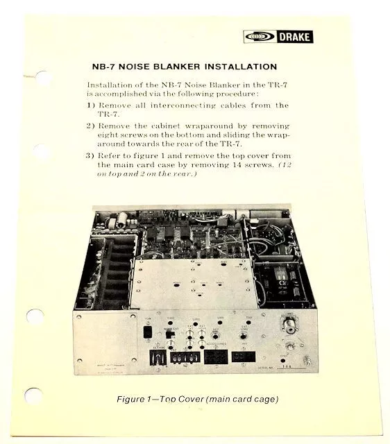 Original Drake R7 / Tr7 Nb-7 Noise Blanker Installation Instructions - 4 Sided