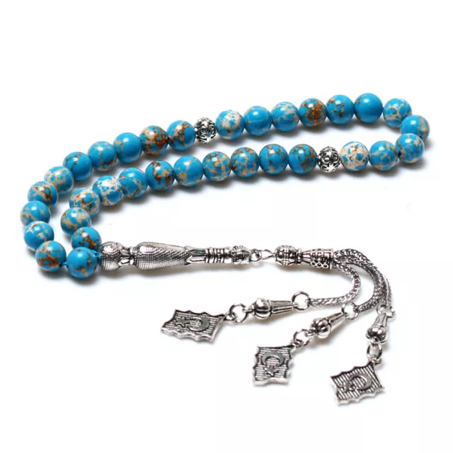 Natural Turquoise Stone Prayer, Healing Rosary  33 Beads (Misbaha) 187-33