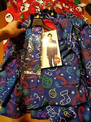 Suitmeister Ugly Christmas Suit Boys Kids Size Small Graphic Doodle 3 piece set