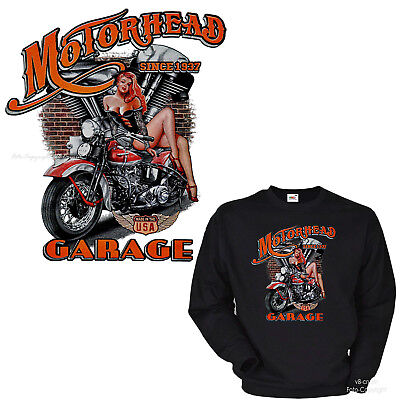 Biker Felpa Pullover Classic Harley Moto Garage Officina 4309 Bl