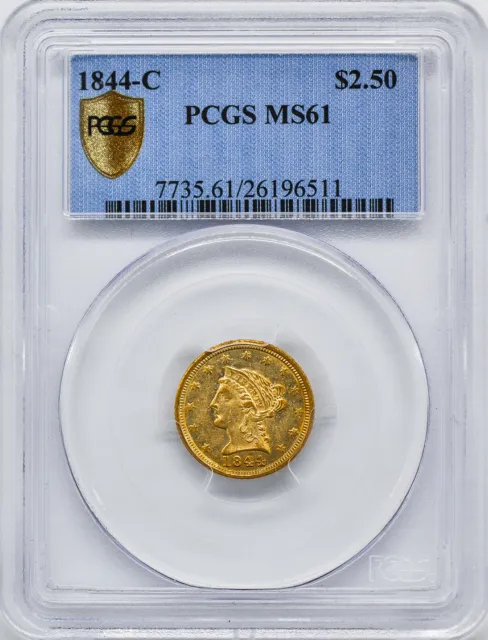 1844-C Liberty $2 1/2 Pcgs Ms 61