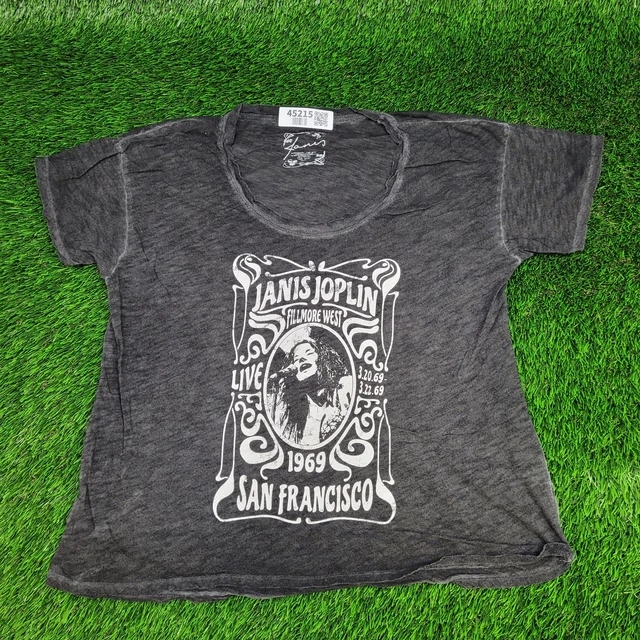 1969 Janis-Joplin Shirt Womens Small Oversized Tunic Fillmore-West 60s Retro Tee