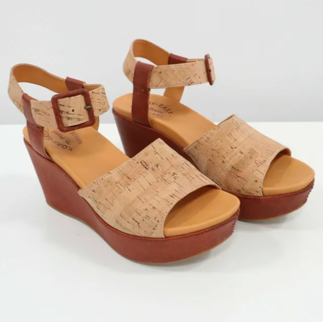 Kork-Ease Wedge Platform Sandals Womens Keirn 8M Brown Cork Ankle Strap