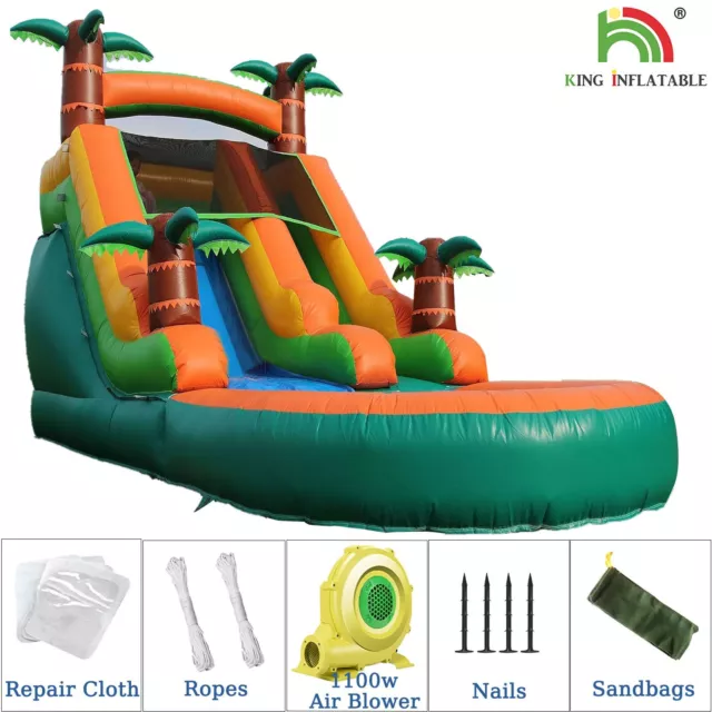 21FT Commercial Tropical Inflatable Bounce House Large Water Slide Combo Climber