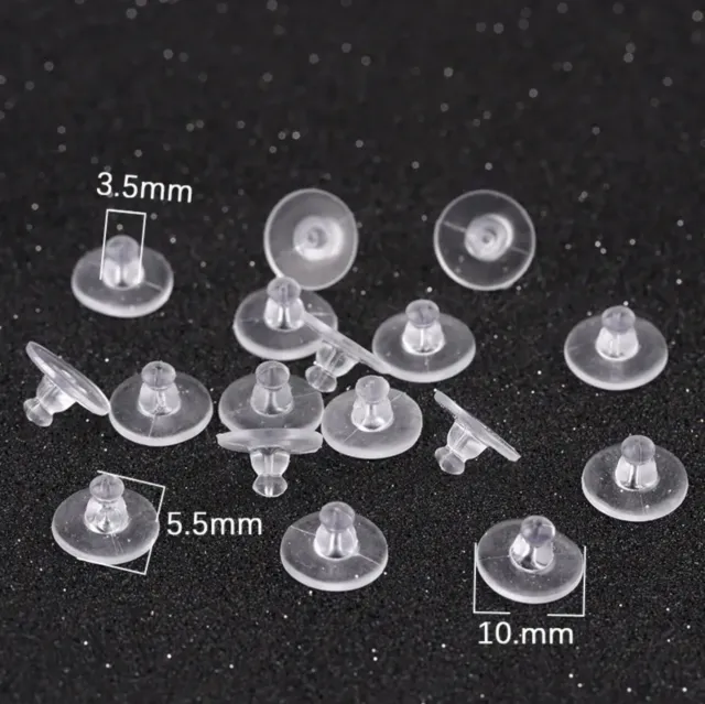New 100X Silicone Earring Backs 11mm Clear Soft Rubber Ear Stud