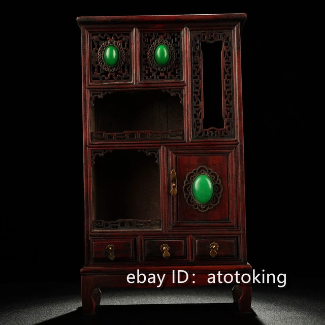 Chinese antiques mahogany inlaid gemstones Pocket Small Cabinet