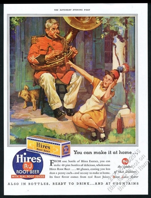 1937 Hires Root Beer sousaphone player Harold Anderson art vintage print ad
