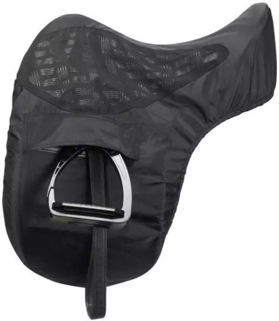LeMieux ProKit Ride On Dressage Saddle Cover in Black with Silicone Grip Seat, &