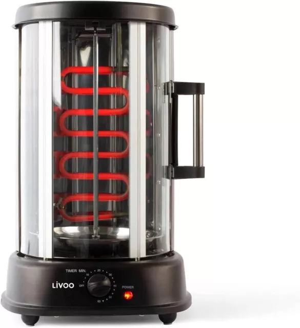 LIVOO | Grill Vertical Kebab et Poulet Rôti 1500W | Rôtissoire Rotatif | Neuf FR