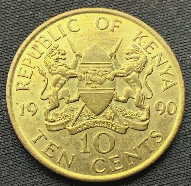 1990 Kenya 10 Cents Coin  UNCIRCULATED  RARE CONDITION  #M53