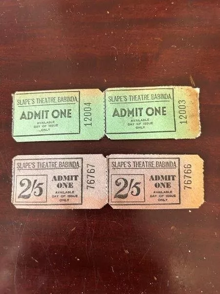 Slapes Theatre Babinda QLD 1930s/40s unused theatre tickets - RARE (4)