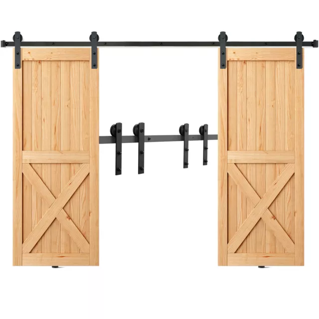 VEVOR Kit de Herrajes Rieles para Puerta Corredera Doble 244 cm Forma de I