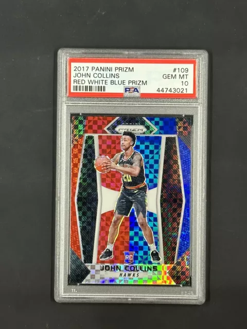 2017-18 Prizm John Collins Red White Blue Rookie #109 - Utah Jazz, Hawks PSA 10