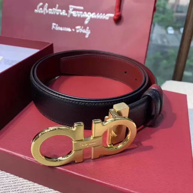 SALVATORE FERRAGAMO MEN'S Leather Belt Black $225.42 - PicClick
