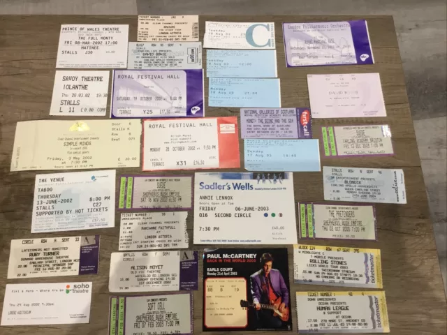 David Bowie Rolling Stones Paul Mc Cartney  Ect Concert Ticket Stub Job Lot