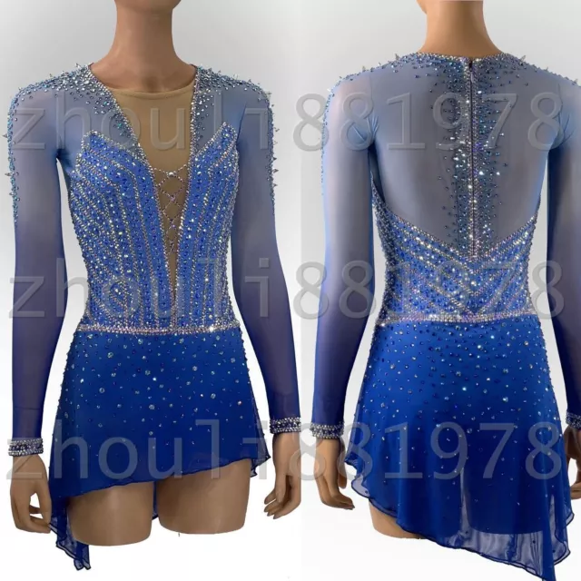 Ice Figure Skating Dress Figure skaitng Dress For Competition blue dyeing