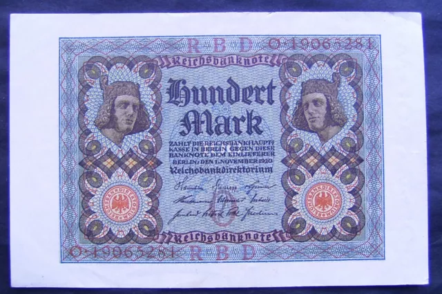 1244 Deutschland Inflation ★★★ 100 Mark  1. Nov. 1920 ★★★