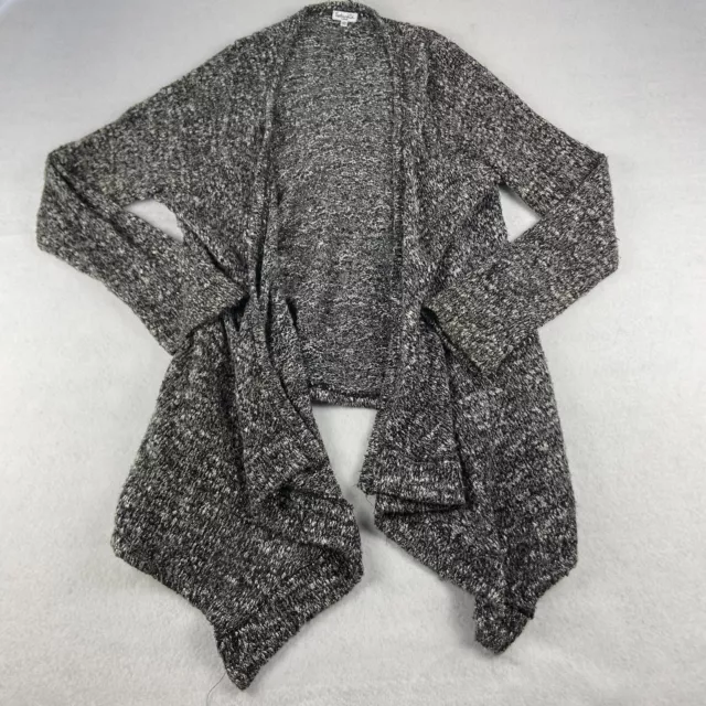 Splendid Cardigan Sweater Womens Large Black White Knit Marled Open Front Cozy