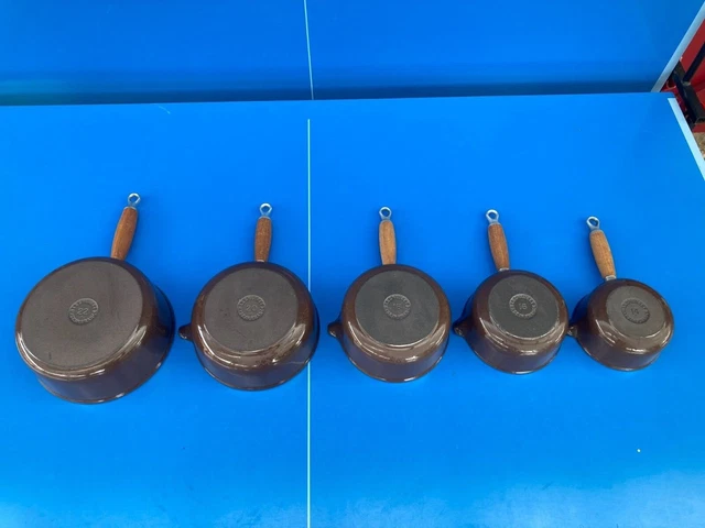 Le Creuset 5 Sartenes Calar Grill N° 14 16 18 20 22 Forjado Marron