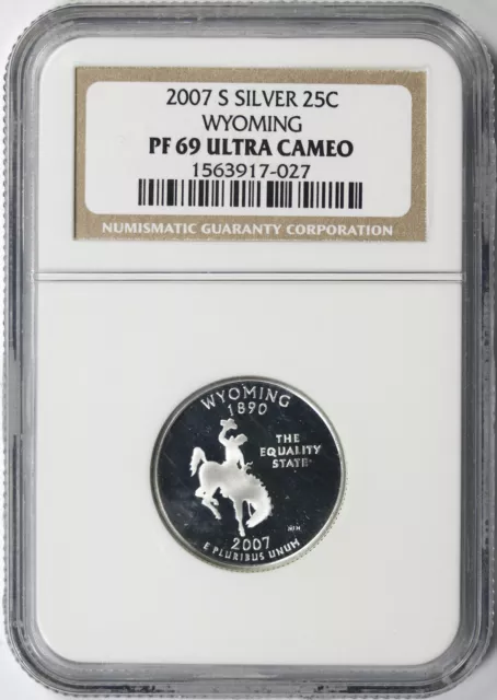 2007-S Wyoming Statehood Proof Silver 25c Washington Quarter NGC PF69UCAM