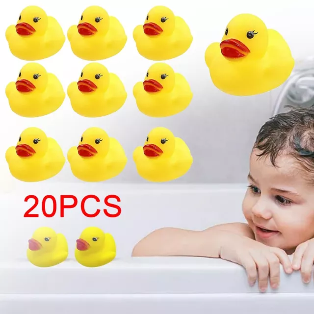 20-100x Yellow Rubber Ducks Squeaky Bath Toys Water Play Train Baby Coordination