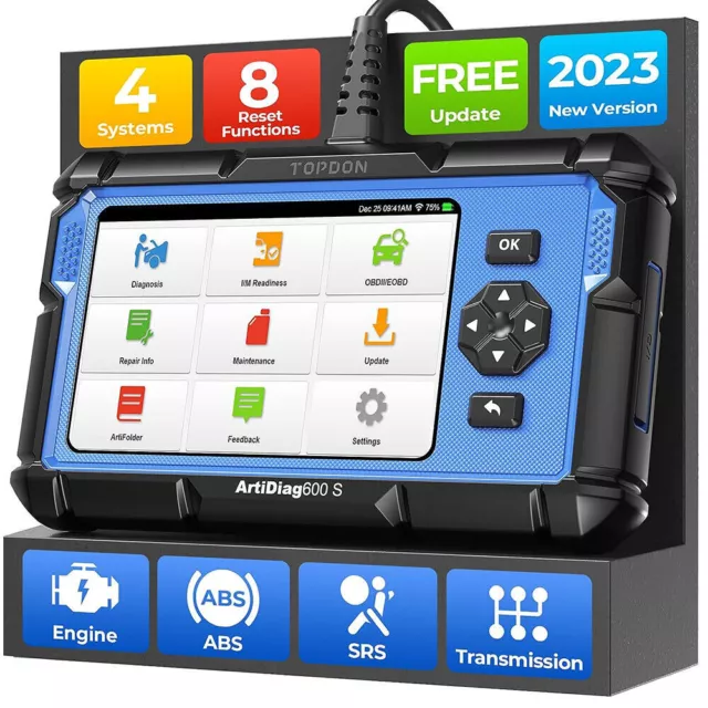 TOPDON AD600S OBD2 Scanner Car Diagnostic Tool ABS SRS EPB SAS TPMS Code Reader