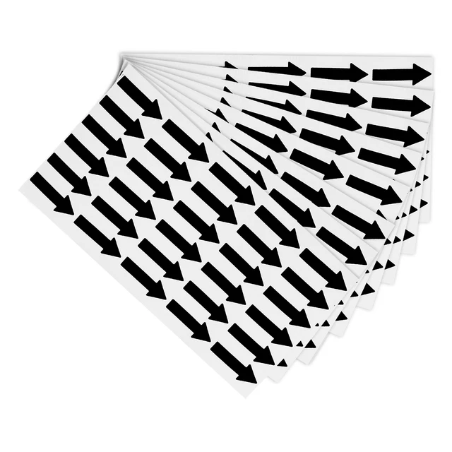 Small Arrow Sticker Label 1.2x0.5", 180 Pcs Adhesive Color Coding Sign, Black