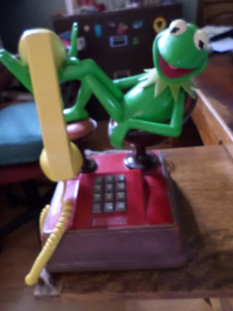Vintage Kermit the Frog Push Button Phone - Jim Henson Muppets - Tested Working