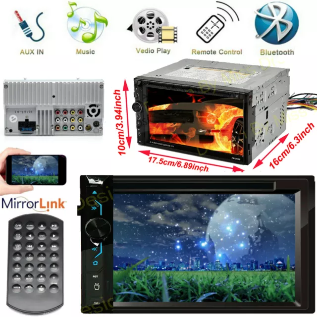 CAR STEREO DVD CD Radio Player Bluetooth 2 Din AUX Touch Screen Fit