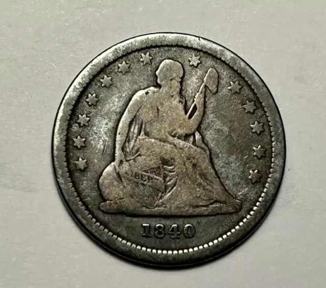 1840 O With Drapery Seated Liberty Quarter  Vg
