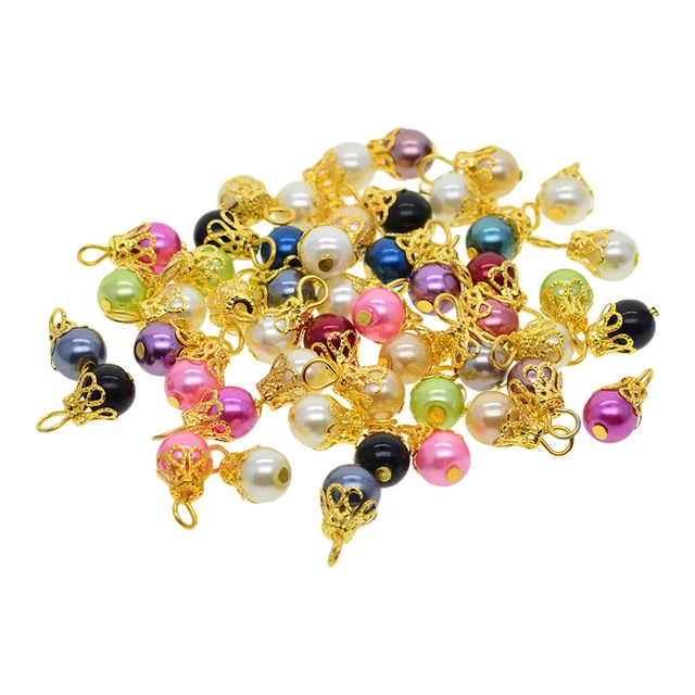 50 Stücke Bunte Perle Charme Anhänger Filigrane Blume Charms Anhänger