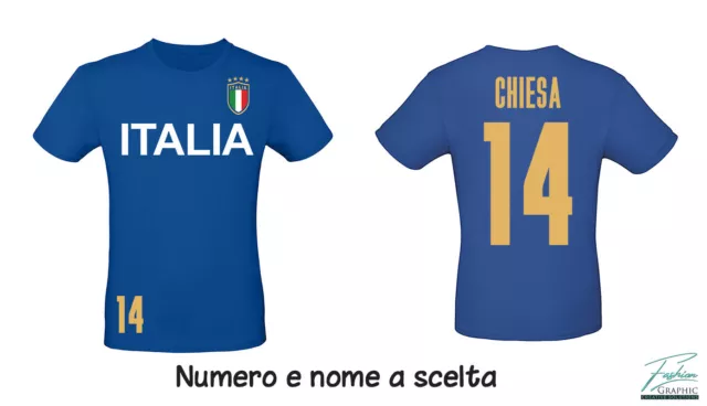 T-shirt Italia maglia bambino bimba per euro 2020 azzurri personalizzata nome