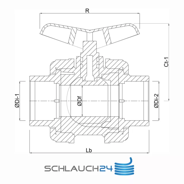 Pvc-U 3-Wege Válvula de Bola Klebefitting PVC Fitting Grifo TALADRO-L 3X 3