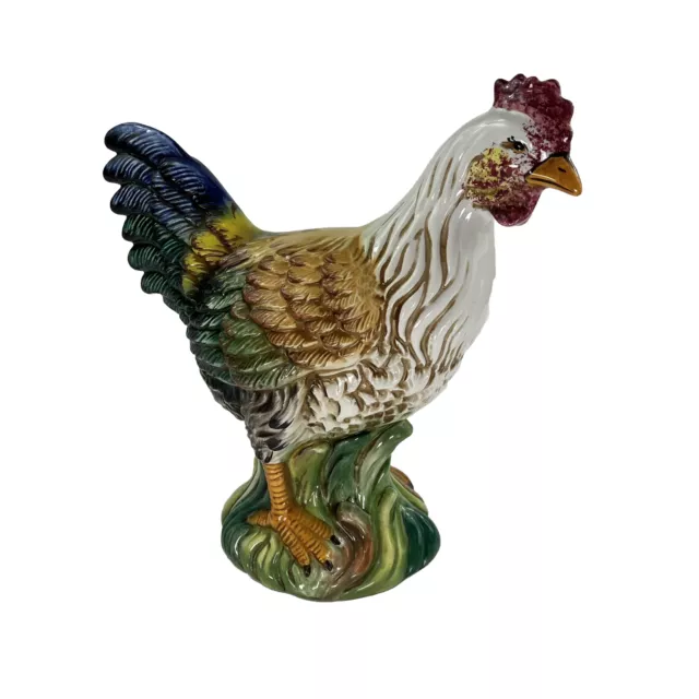 Intrada Italy Vintage 16 Inch Ceramic Rooster Statue Large Art Colorful
