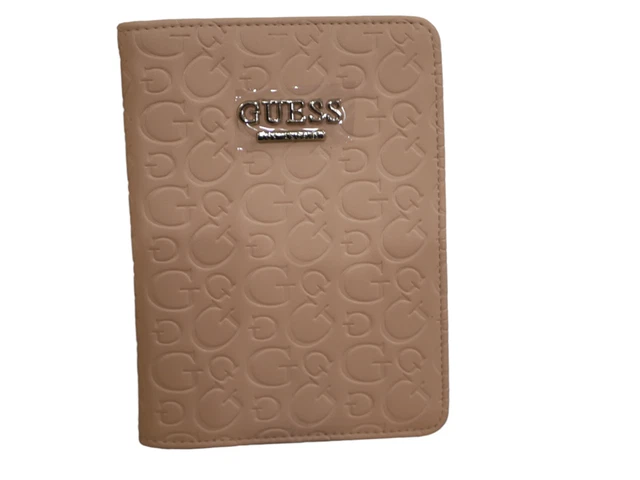 New W Tags Guess Pink Blush Logo Passport Case Embossed G  Wallet Credit Card