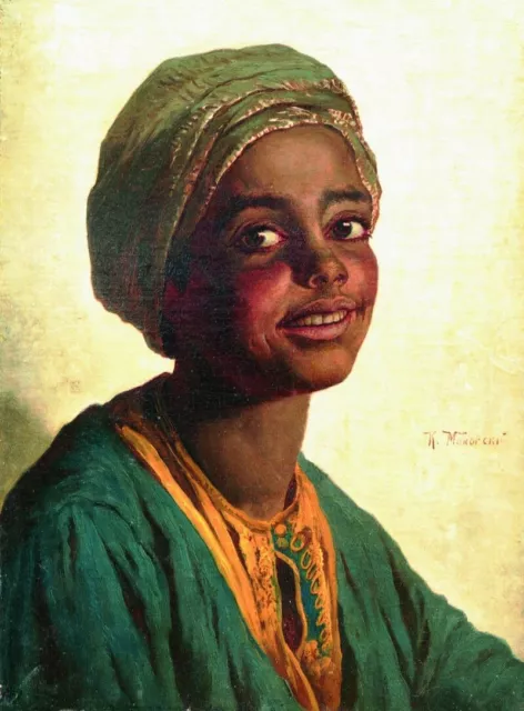 Oil painting nice black lady woman African-Woman-Konstantin-Yegorovich-Makovsky