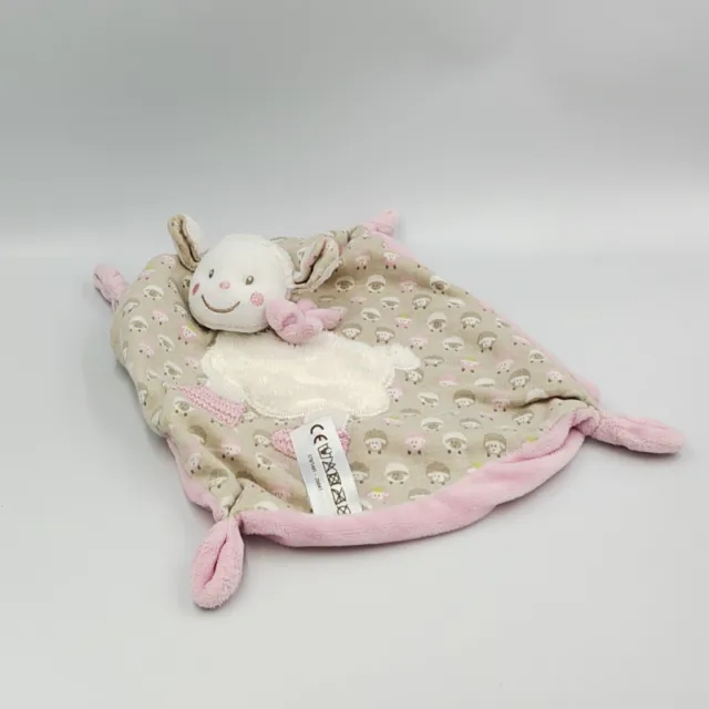 Doudou plat mouton blanc beige rose laine Simba Toys NICOTOY - 31549