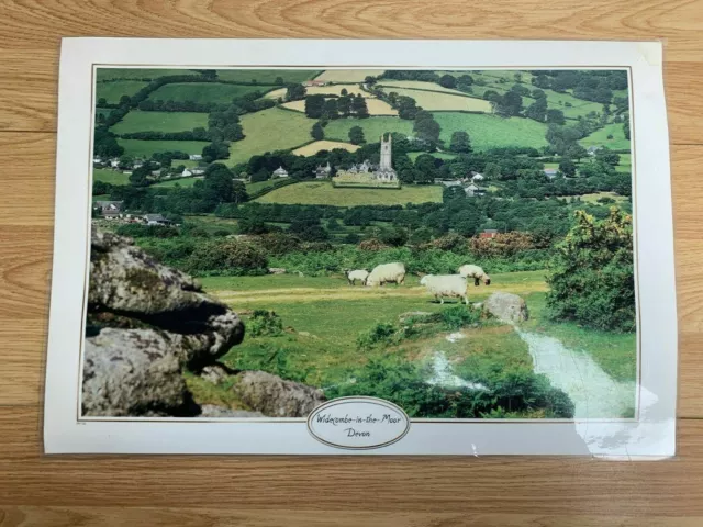 "Recetas tradicionales de mantel Widecombe in the Moor Devon al revés 17"" x 11,5"