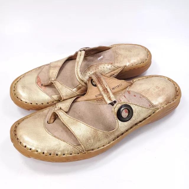 Born Casual Slip On Leather Sandal Womens Size 6 W11813 Gold Brown