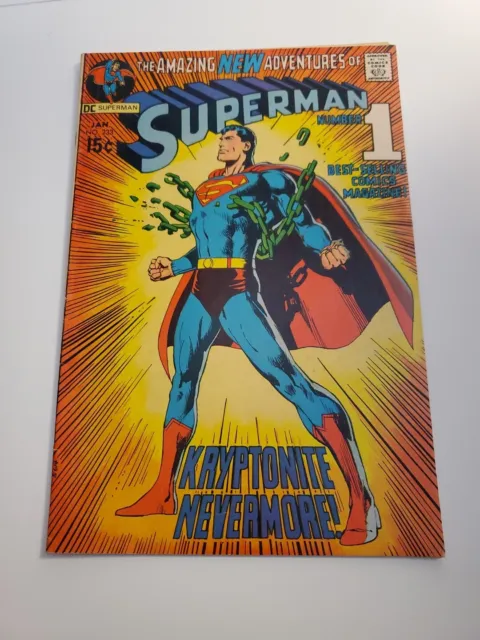 Superman # 233 - Classic Neal Adams cover! All Kryptonite Destroyed! Jan 1971