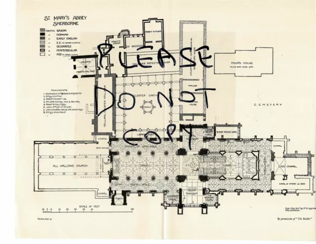 St Mary's Abbey, Sherbourne, Dorset, Ground Plan, Book Illustration (Print) 1926