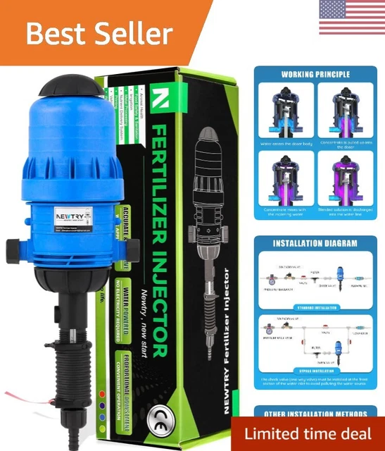 Rectangular Liquid Injector 0.4%~4% ADJUSTABLE FERTILIZER Injector Water Powered Chemical Liquid ...
