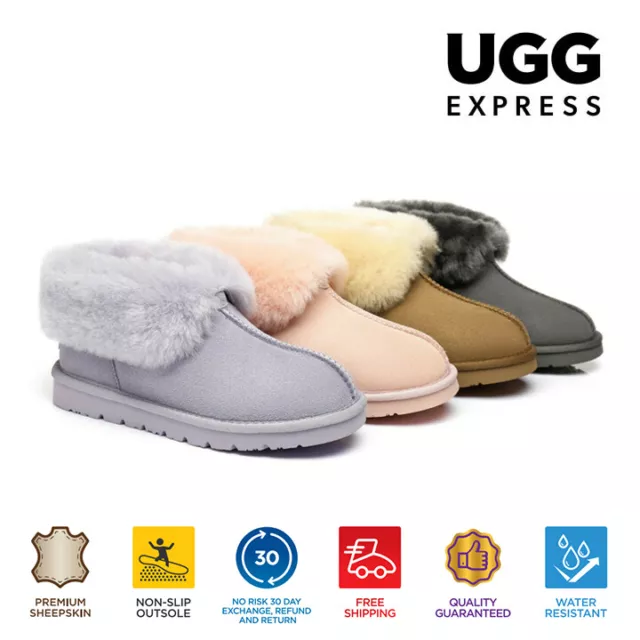 【EXTRA 15% OFF】UGG Slippers Men Women Australian Sheepskin Ankle Nonslip Mallow