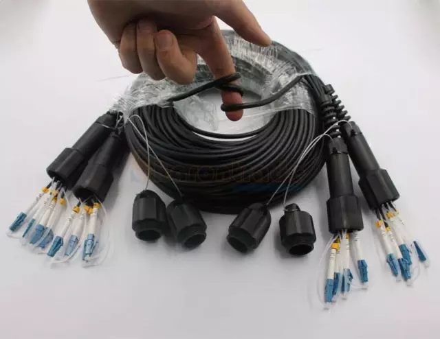 LC-LC UPC SM TPU Field Armored Fiber Cable 8 Strand Fiber Optic Patch Cord 100M